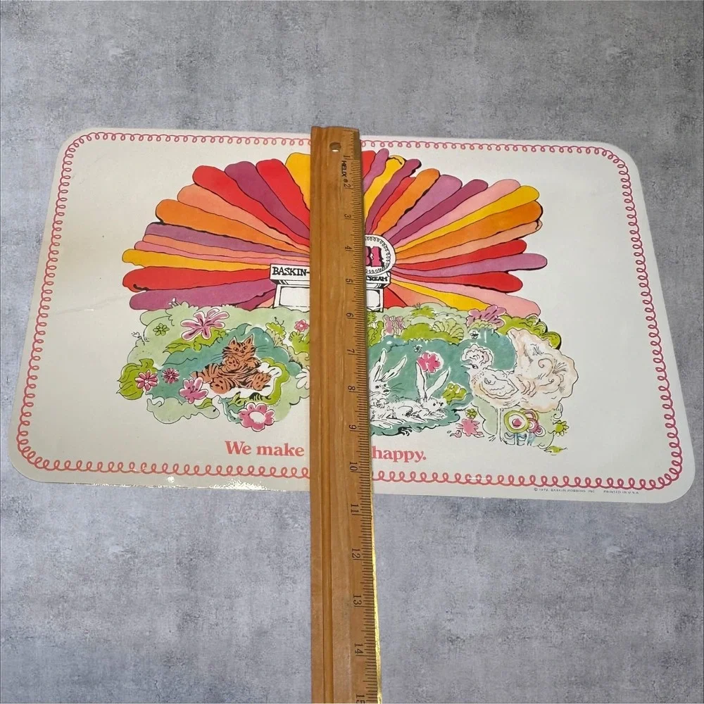 Set of 6 Vintage 70's Baskin Robbins Ice Cream Placemats Psychedelic Retro Kitch